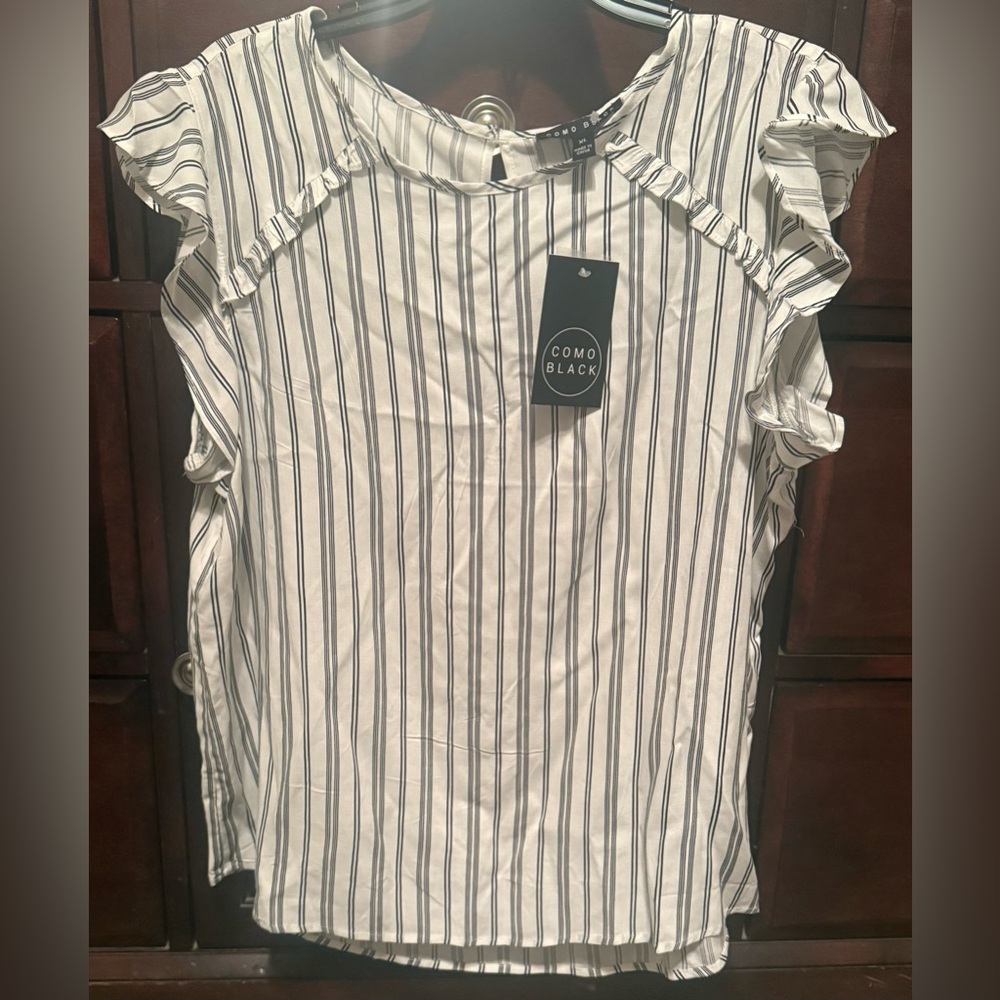 Como Black Striped Women's Top - White and Black